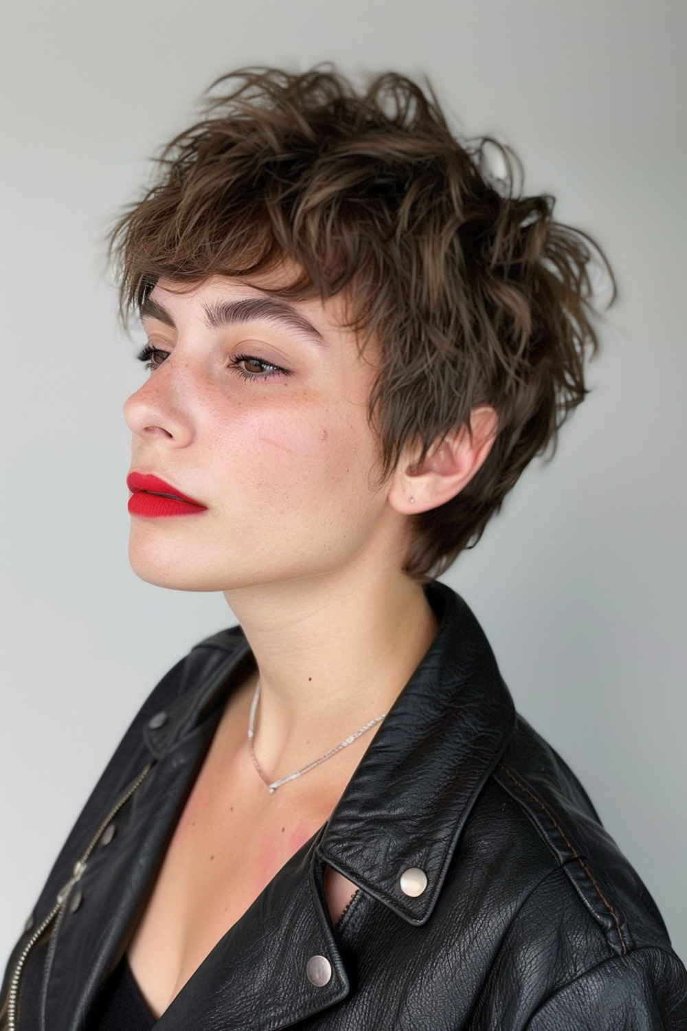 Textured shaggy pixie for women over 40