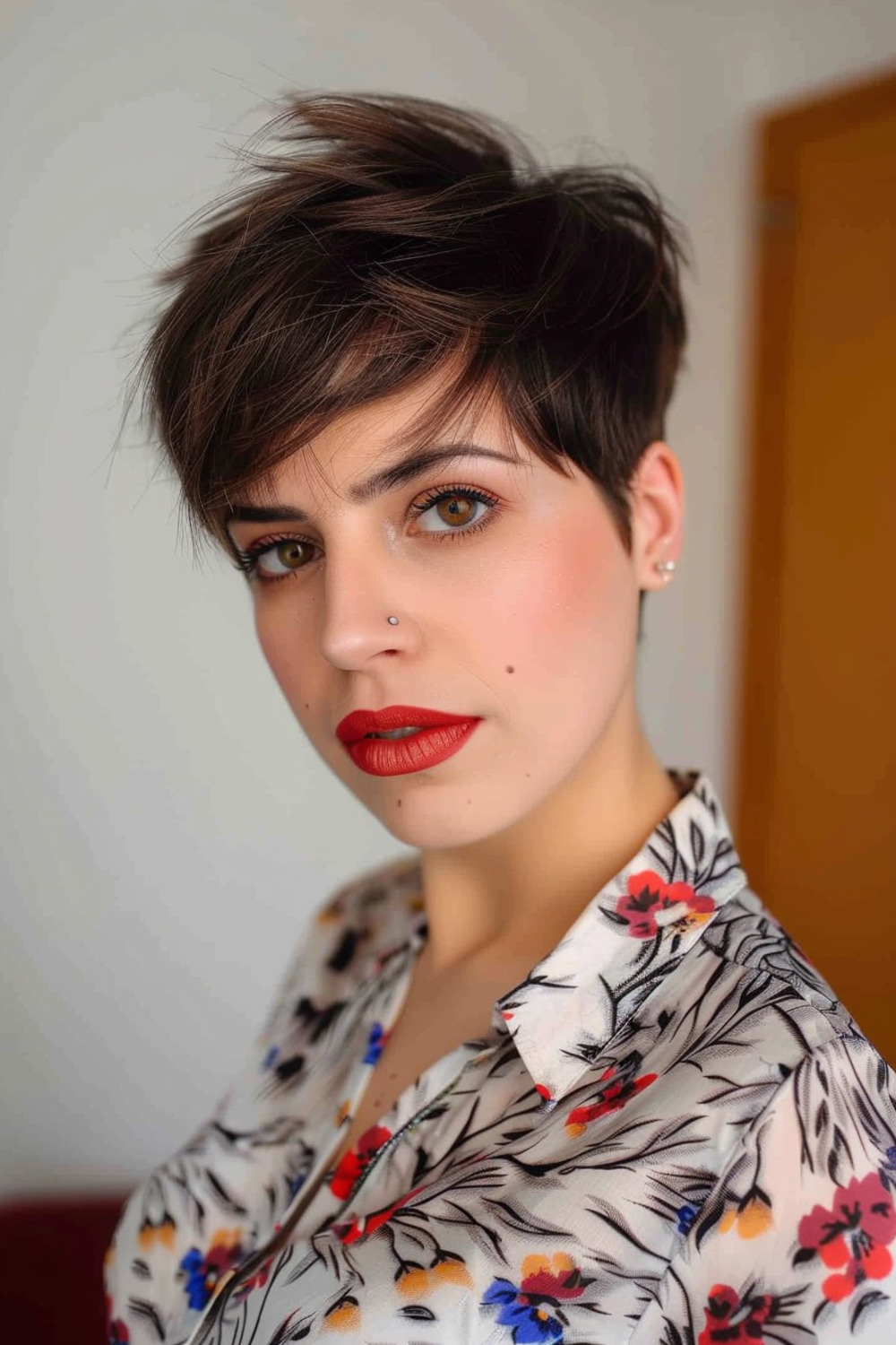 Tousled pixie with side part