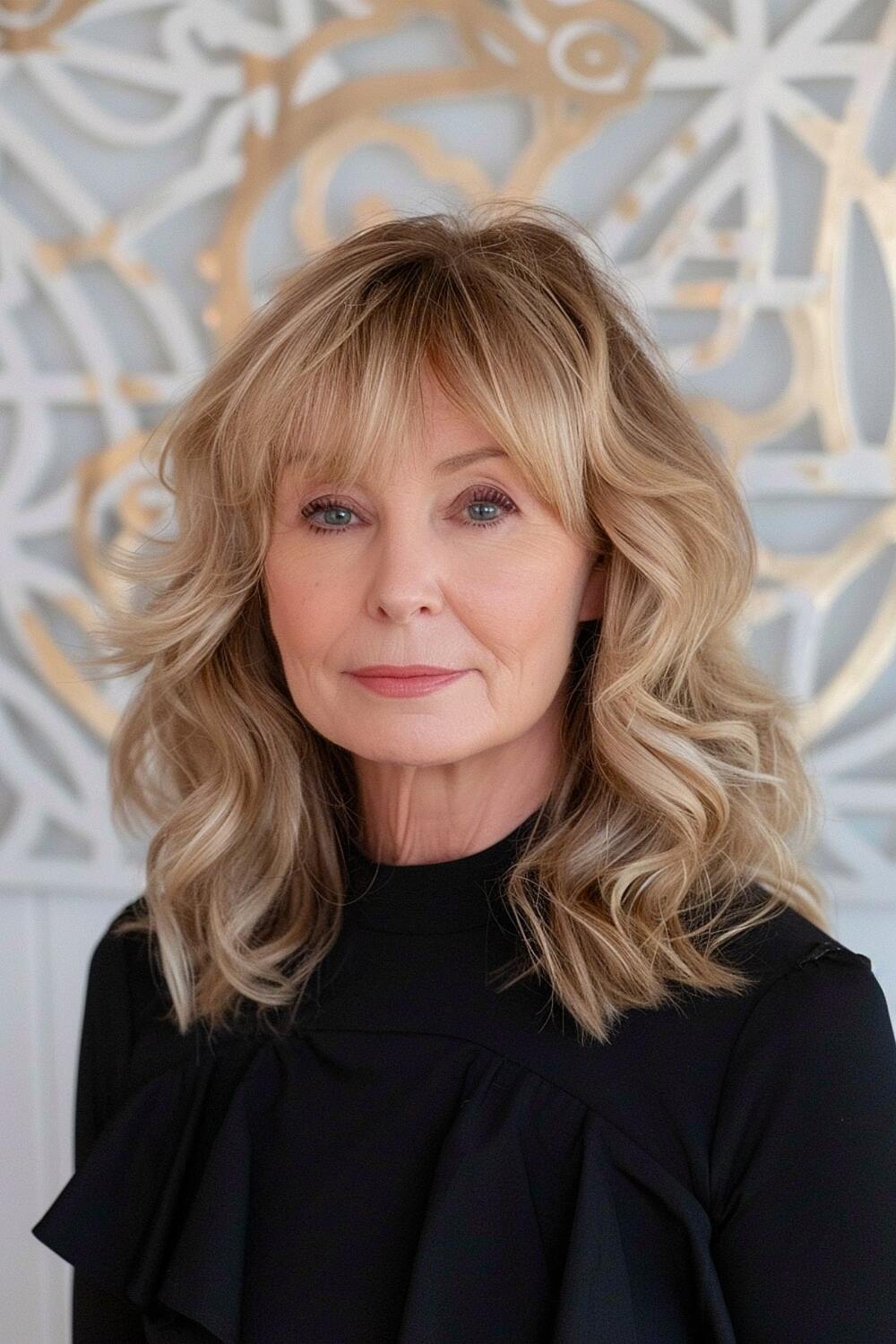 Hairstyle for women over 60 with bangs