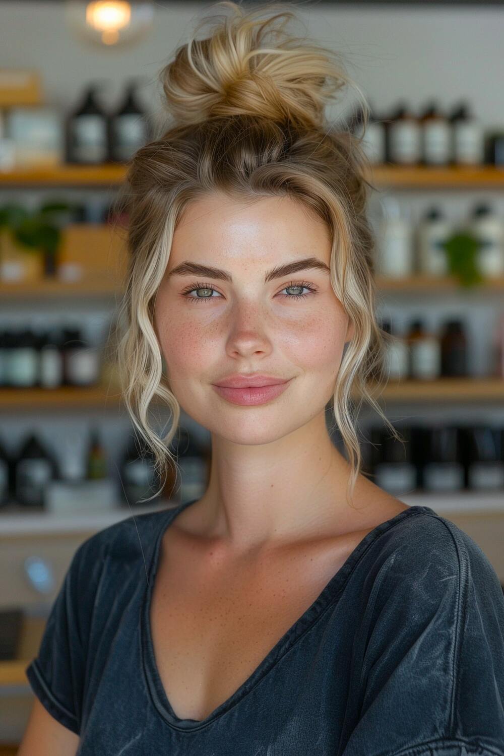 Messy Top Knot for Short Hair