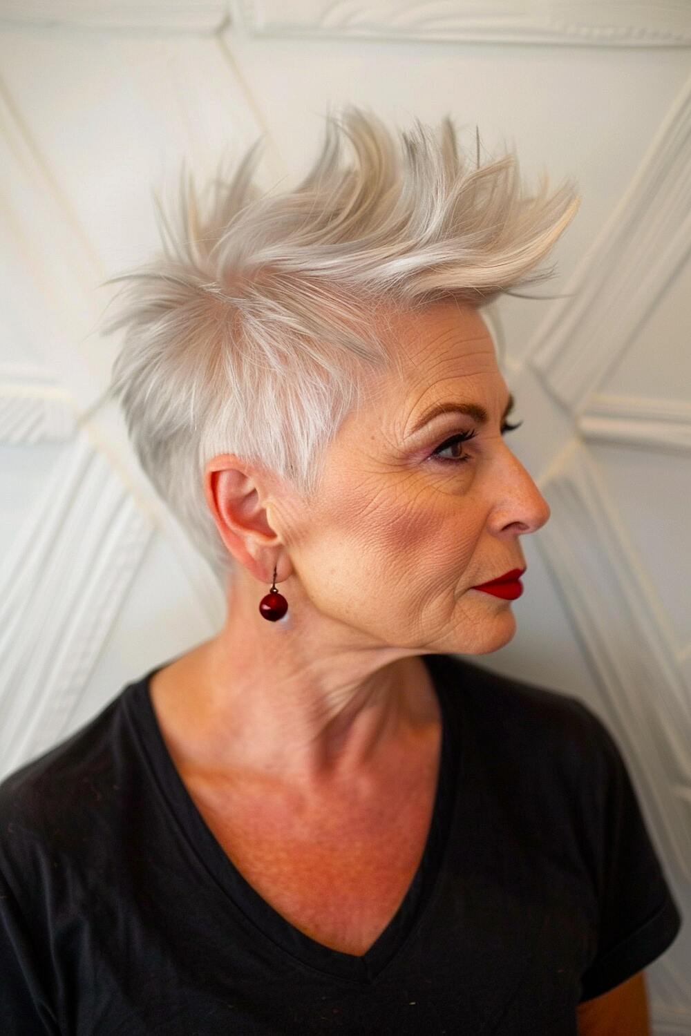 Short edgy hairstyle for women over 60