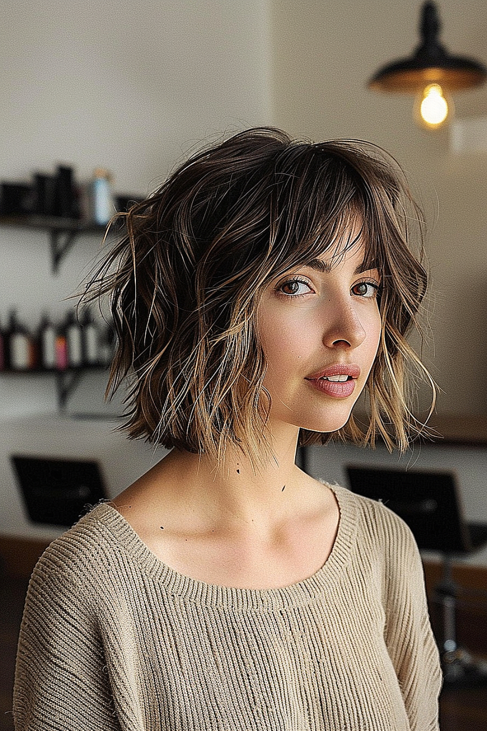 Undone waves bob with curtain fringe