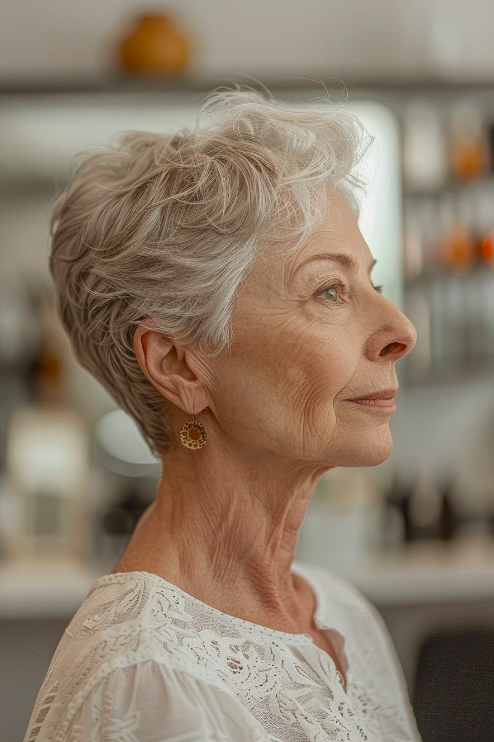 Very short sassy hair over 70