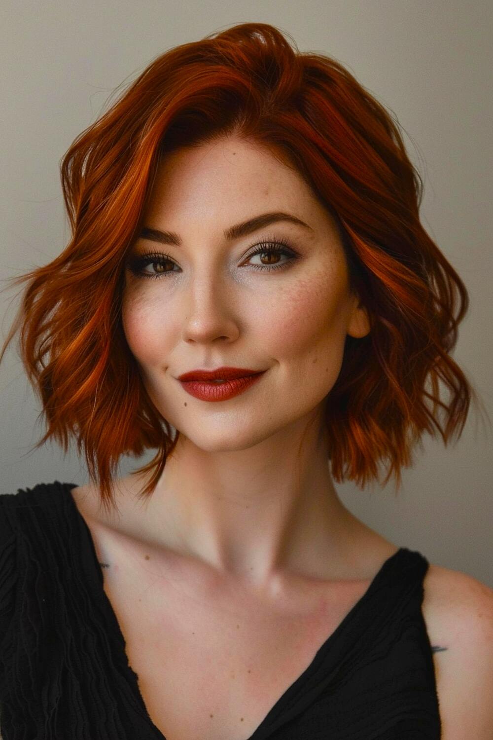 Red short layered hair