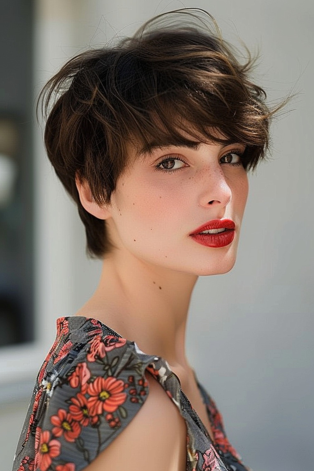 Voluminous shaggy pixie for thin hair