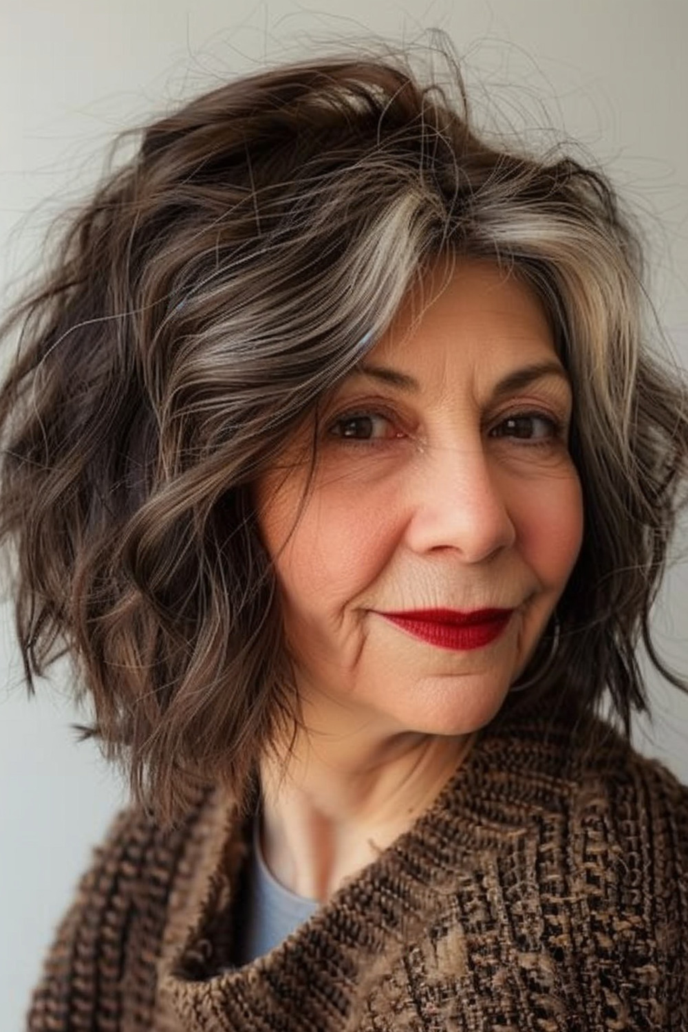 Voluminous wavy bob for women over 60