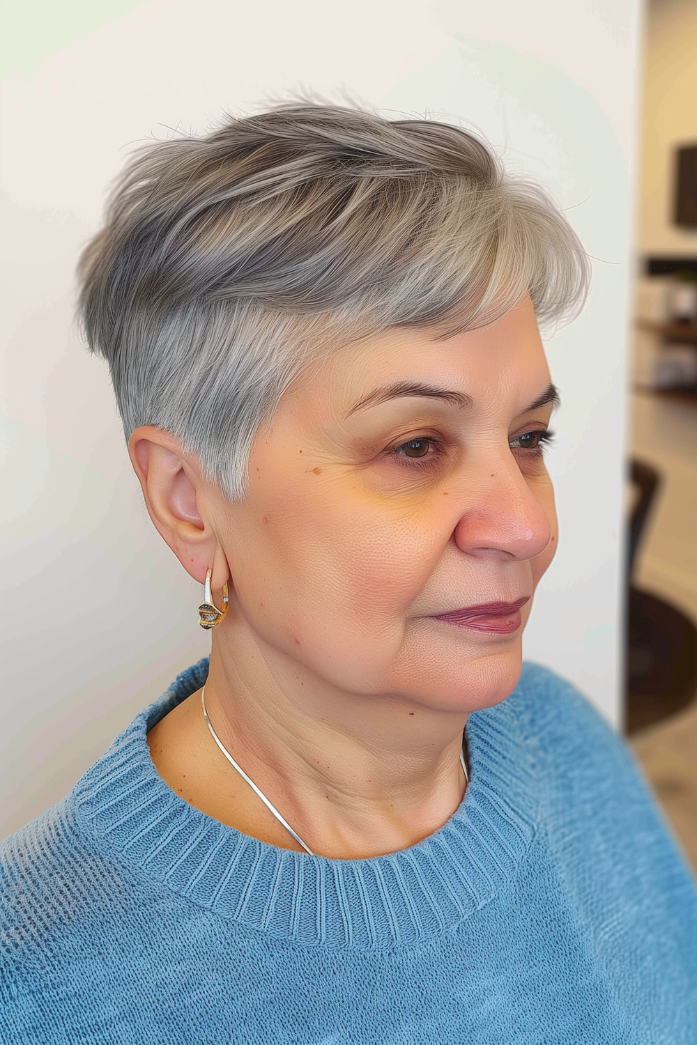 Wispy pixie cut with layered top